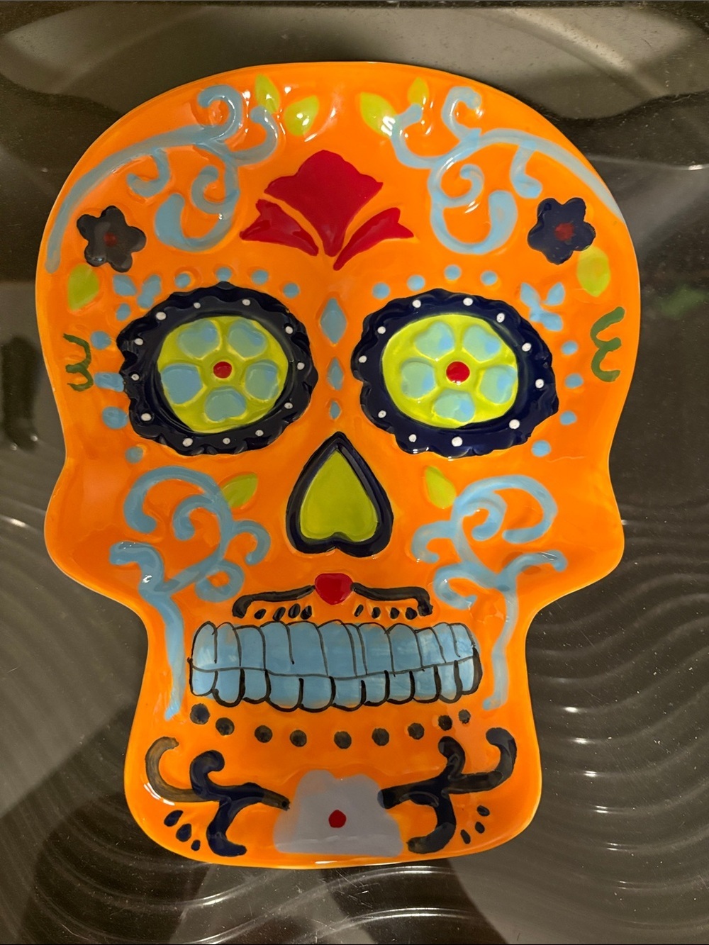 Orange Sugar Skull Small Plate New